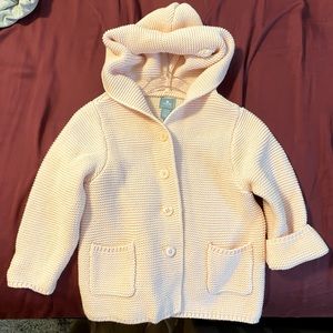 Baby Gap milkshake pink sweater jacket with hood, 18-24 months.